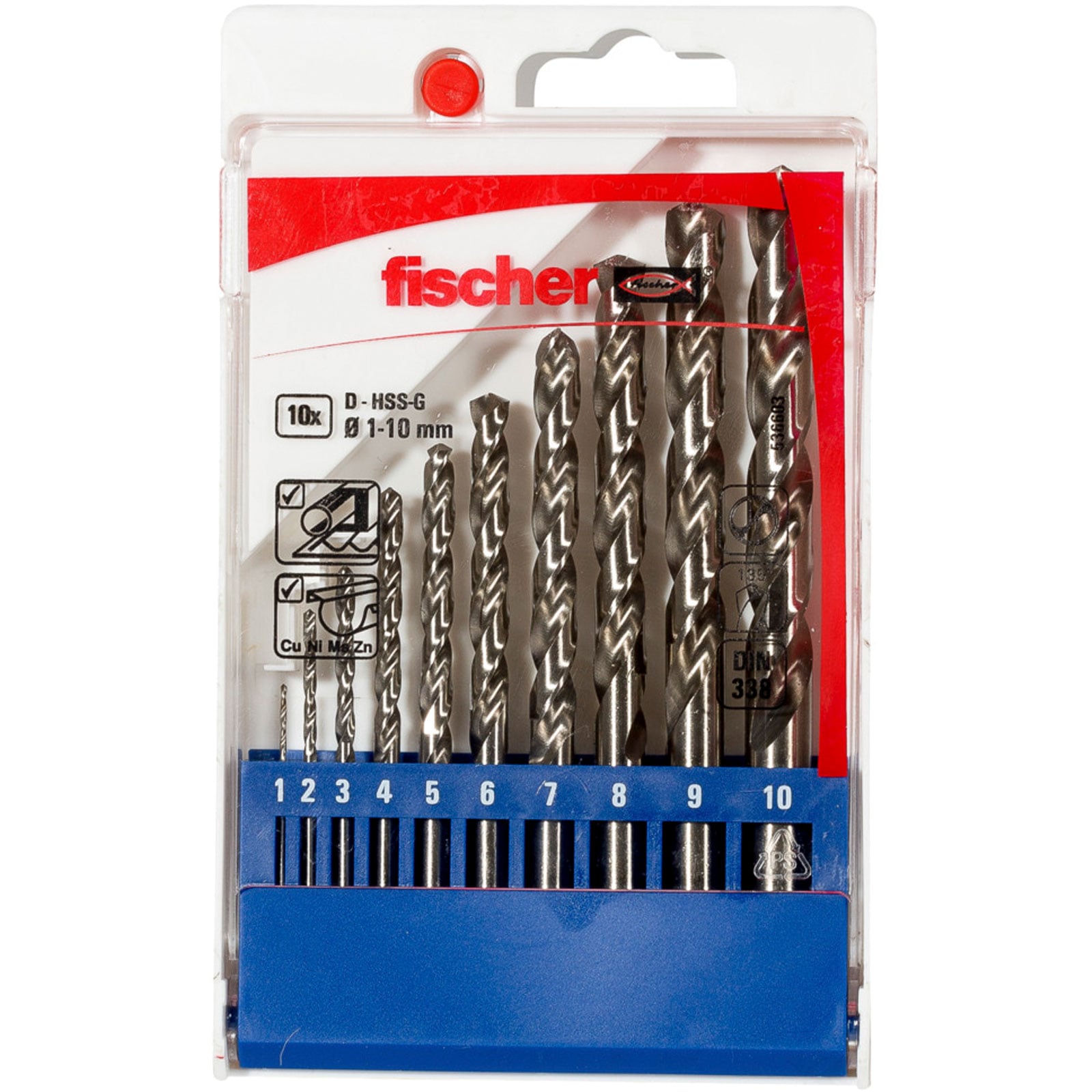 Zestaw wierteł do metalu Fischer HSS-G 1 - 10 mm 10 szt. - 536603