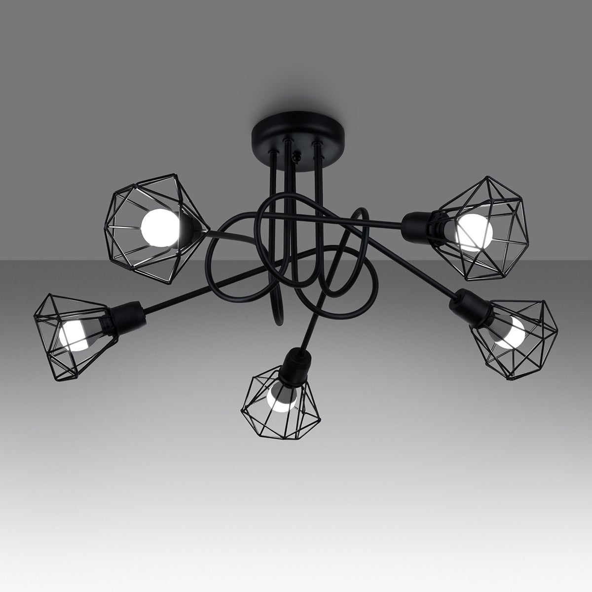 Żyrandol LUNOVA 5S czarny LED 3000K - 58x58x28.5cm Sollux