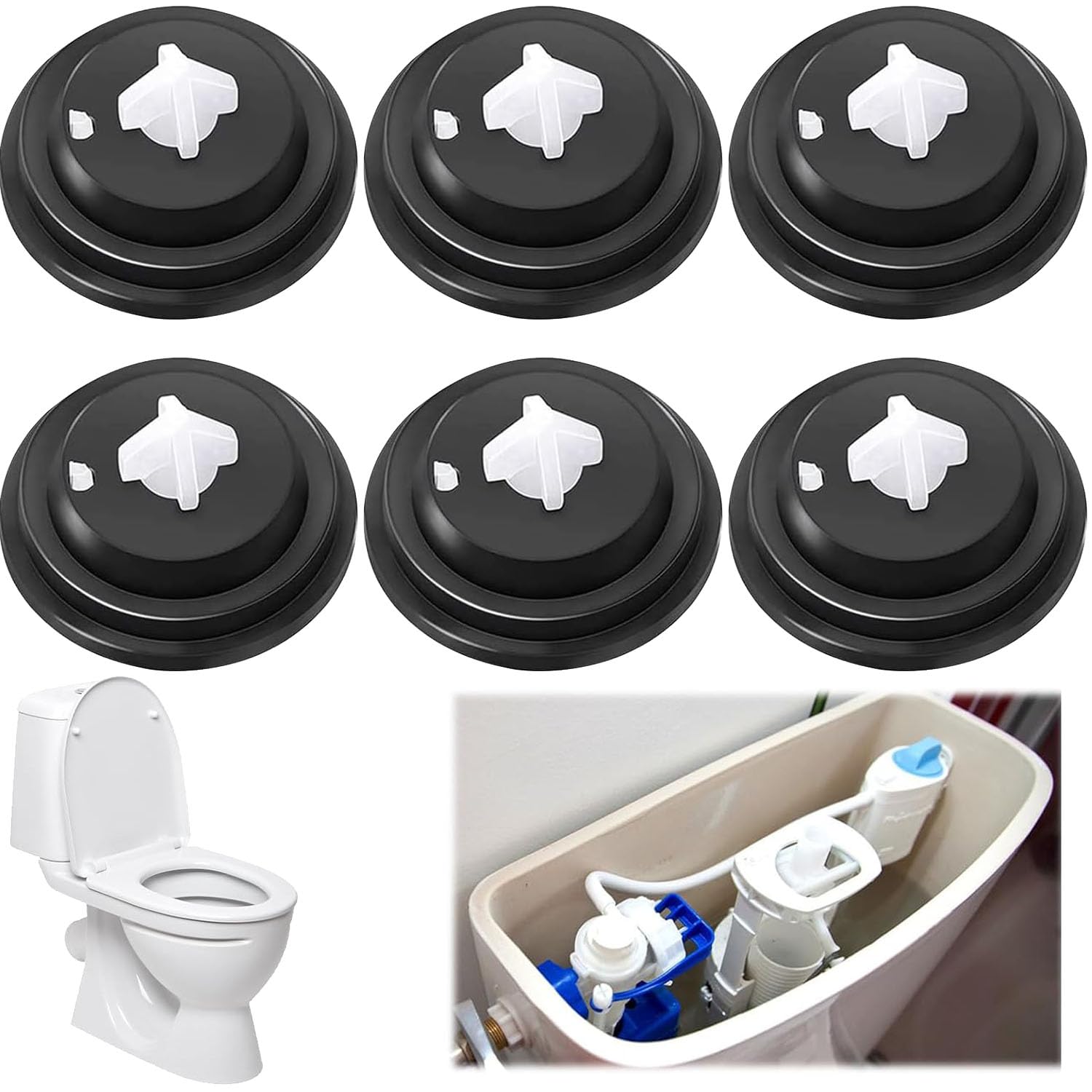 6 Pezzi Rondelle Diaframma, Guarnizione Caccia Acqua WC, Membrana Rubinetto Galleggiante, Giunti Diaframma Ingresso Laterale per la Manutenzione Caccia D'Acqua WC, Guarnizione Caccia Acqua