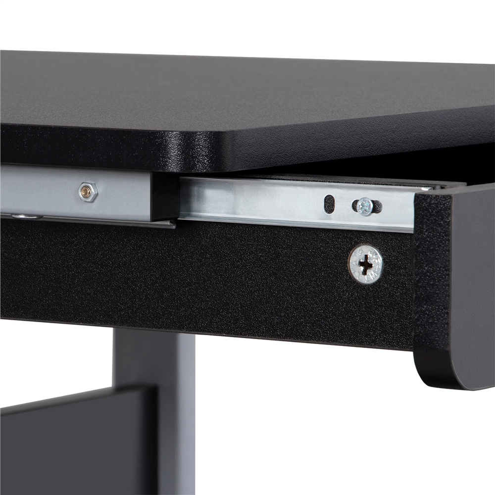 Bureau d'ordinateur Portable en Métal avec Roulettes et Tiroir Étagères de Rangement, Noir Yaheetech - 9