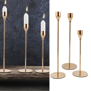 Lot De 4 Bougeoirs Coniques En Métal Doré - Chandeliers Vintage Pour Bougies - Décoration Maison