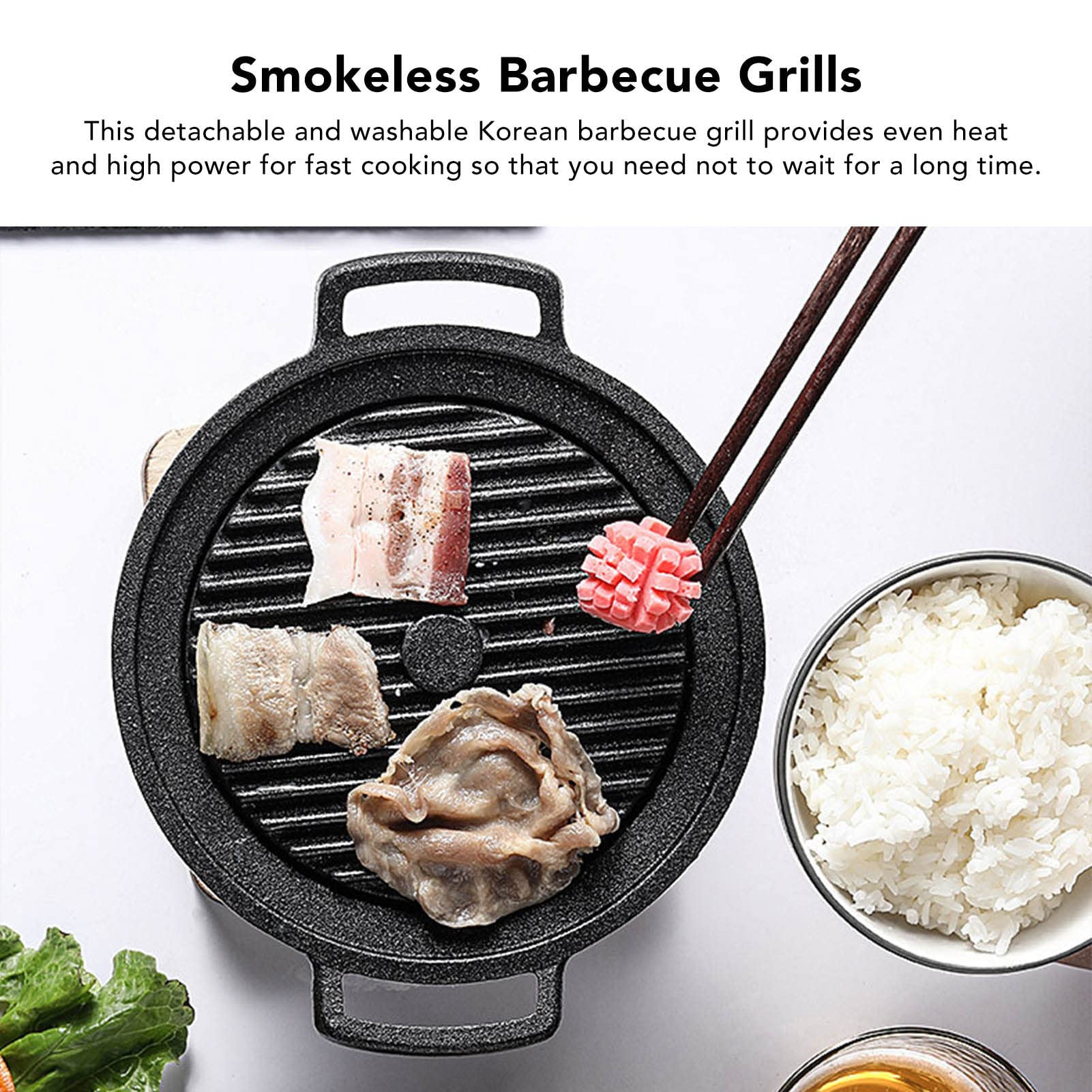 Griglia Coreana Antiaderente Da 34 Cm Per Barbecue Senza Fumo | In Alluminio Pressofuso Con Drenaggio Del Grasso – Prodotta In Corea