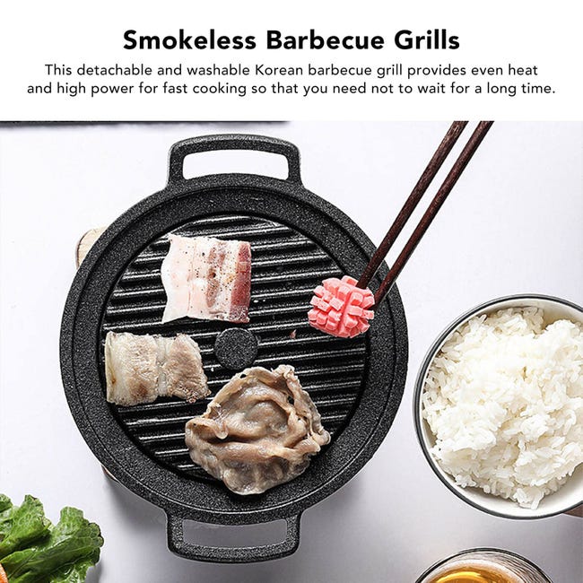 Griglia Coreana Antiaderente Da 34 Cm Per Barbecue Senza Fumo | In Alluminio Pressofuso Con Drenaggio Del Grasso – Prodotta In Corea