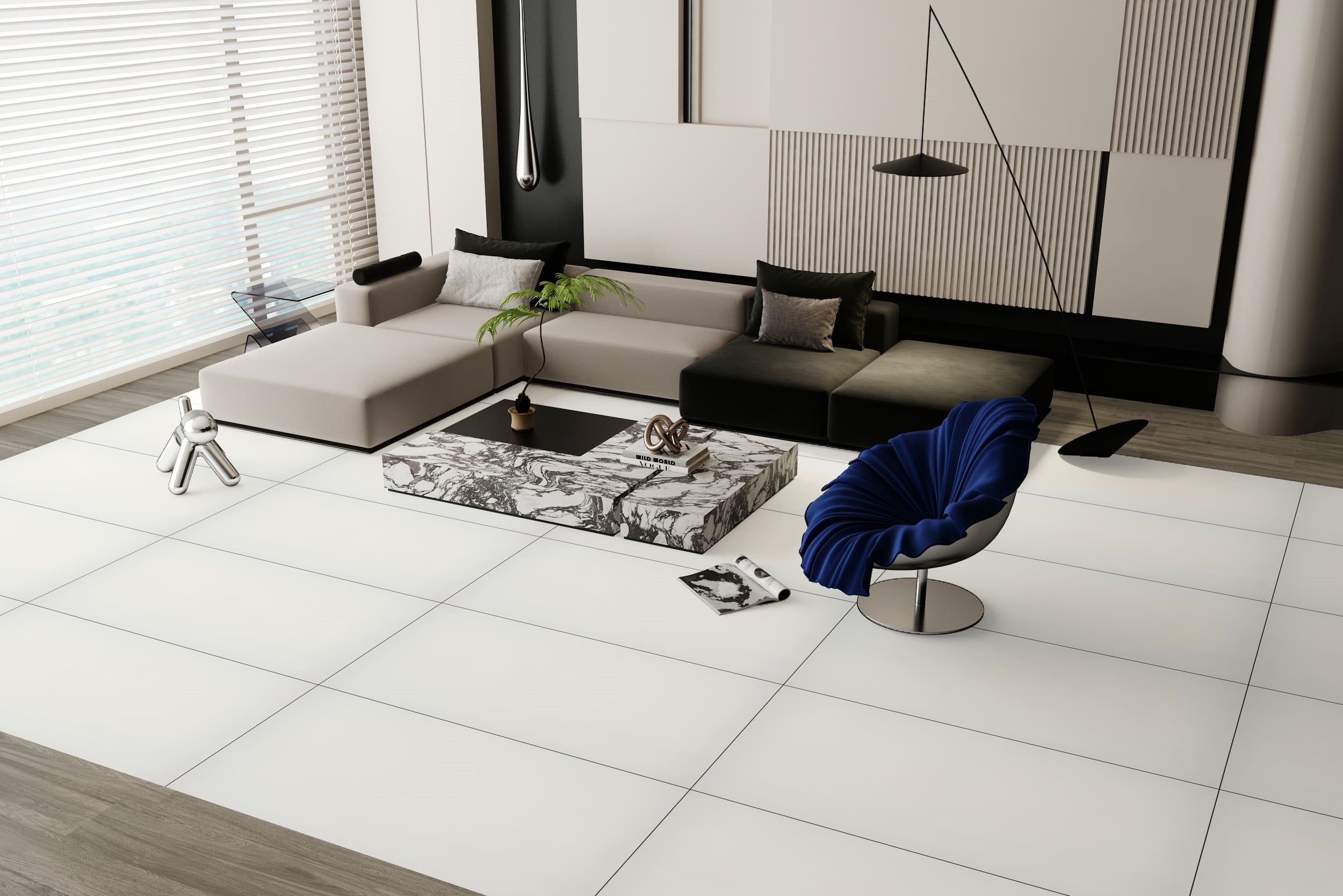 Carrelage sol/mur effet marbre blanc ESTREMO BIANCO Full Lappato int l.120 x L.60 cm MAJORCA TIFFANY - 2