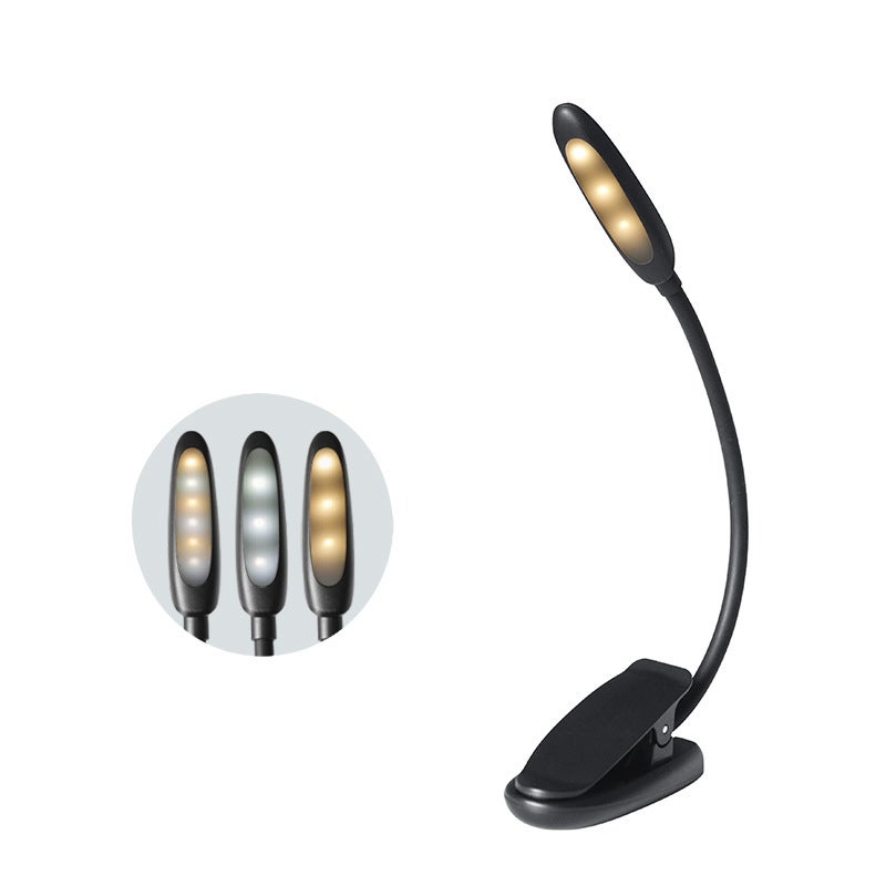 Lampka do czytania LED z akumulatorem USB, elastyczna, 360°, 3 temperatury barwowe (biała/ciepła/zimna biel), miniaturowa lampka nocna do czytania