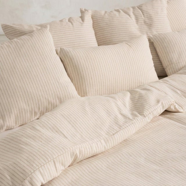 Housse de couette en coton rayures en fil teint écru 260x240 cm