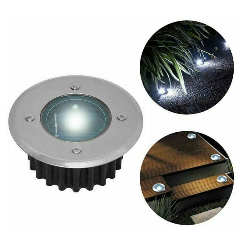 Lot de 6 spots solaires encastrables au sol --: 85 mm -résistant au piétement -en acier inoxydable -6 lampes solaires - - 2