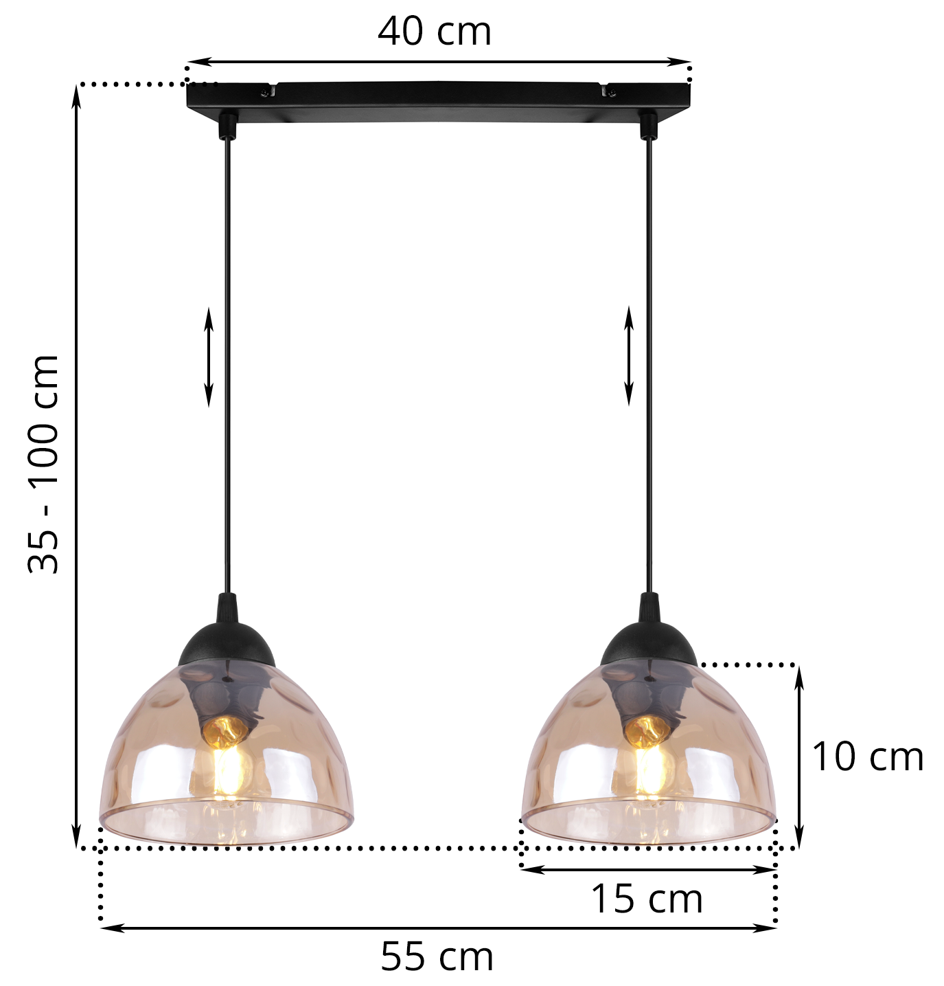 Lampa sufitowa wisząca Venice modern 2xE27 klosz półokrągły miodowy Light Home LH - 6