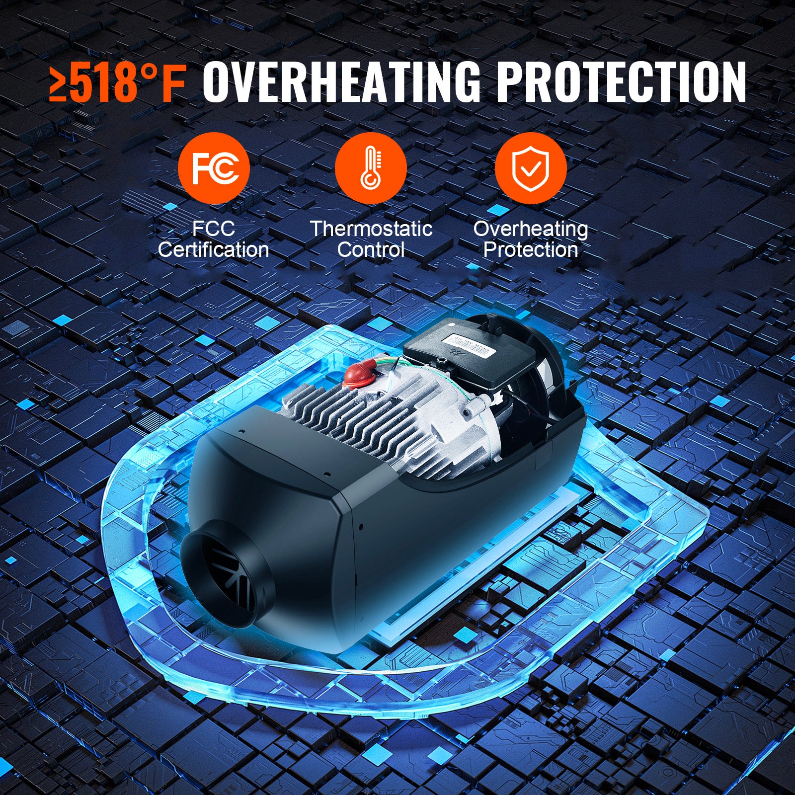 Chauffage à air diesel,SucceBuy 12 V 8 kW,contrôle par application Bluetooth,écran LCD,convient pour bus,camping-car,utilisation en intérieur - 7