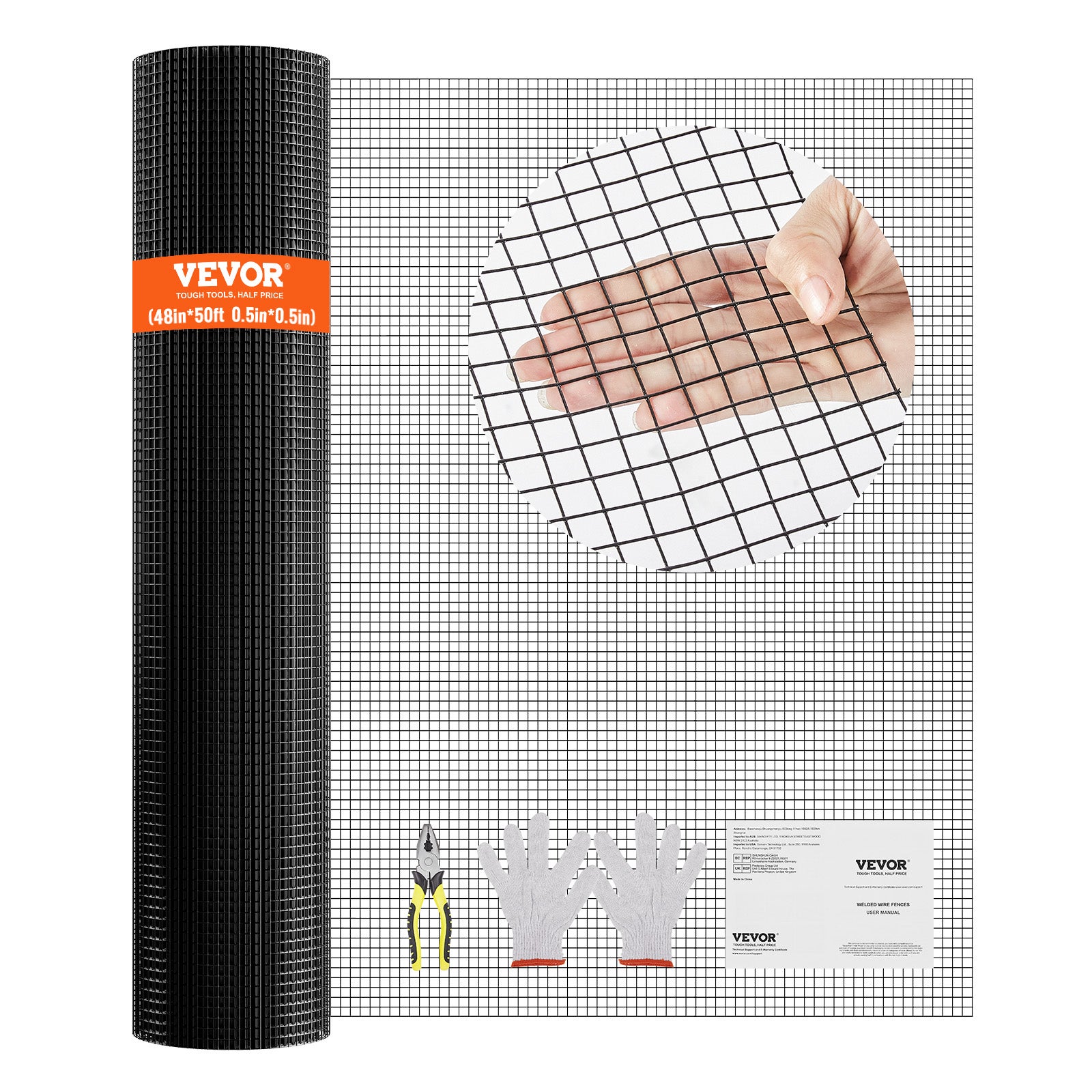 Grilă Galvanizată VEVOR 1 220×15 240 mm, Grilă pentru Pui Caliber 19, Plasa Metalică cu Acoperire Vinil pentru Pășuni și Garduri