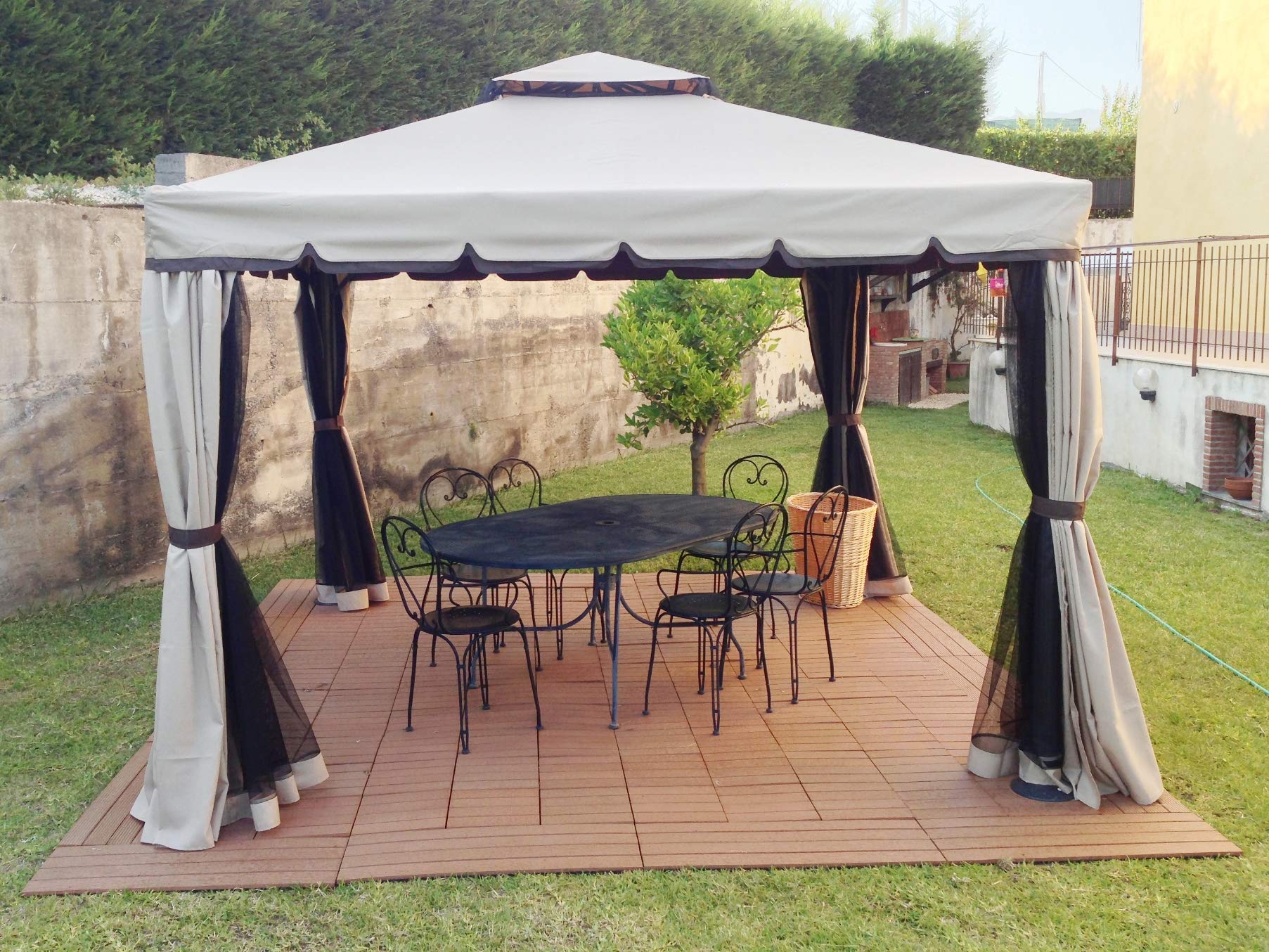 Gazebo Da Giardino 3x3 In Alluminio Con Zanzariera E Teli Antivento | Modello Resistente E Ancorabile - Foto 11