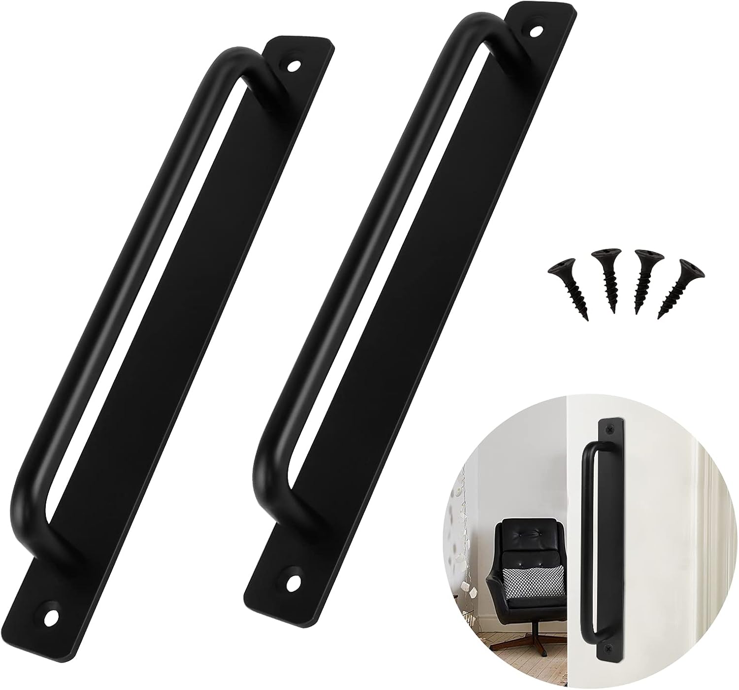 2 szt. klamki do drzwi przesuwnych ze stopu aluminium - 21,2 cm - z 4 śrubami - czarne - do użytku wewnątrz i na zewnątrz