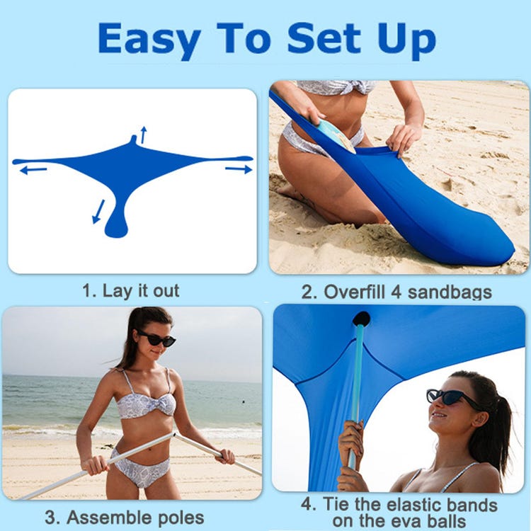 Auvent de plage, tente de plage, ombrage Pop-Up, abri solaire Portable, installation facile, pour Camping en plein air familial, 200x160x150cm - 4