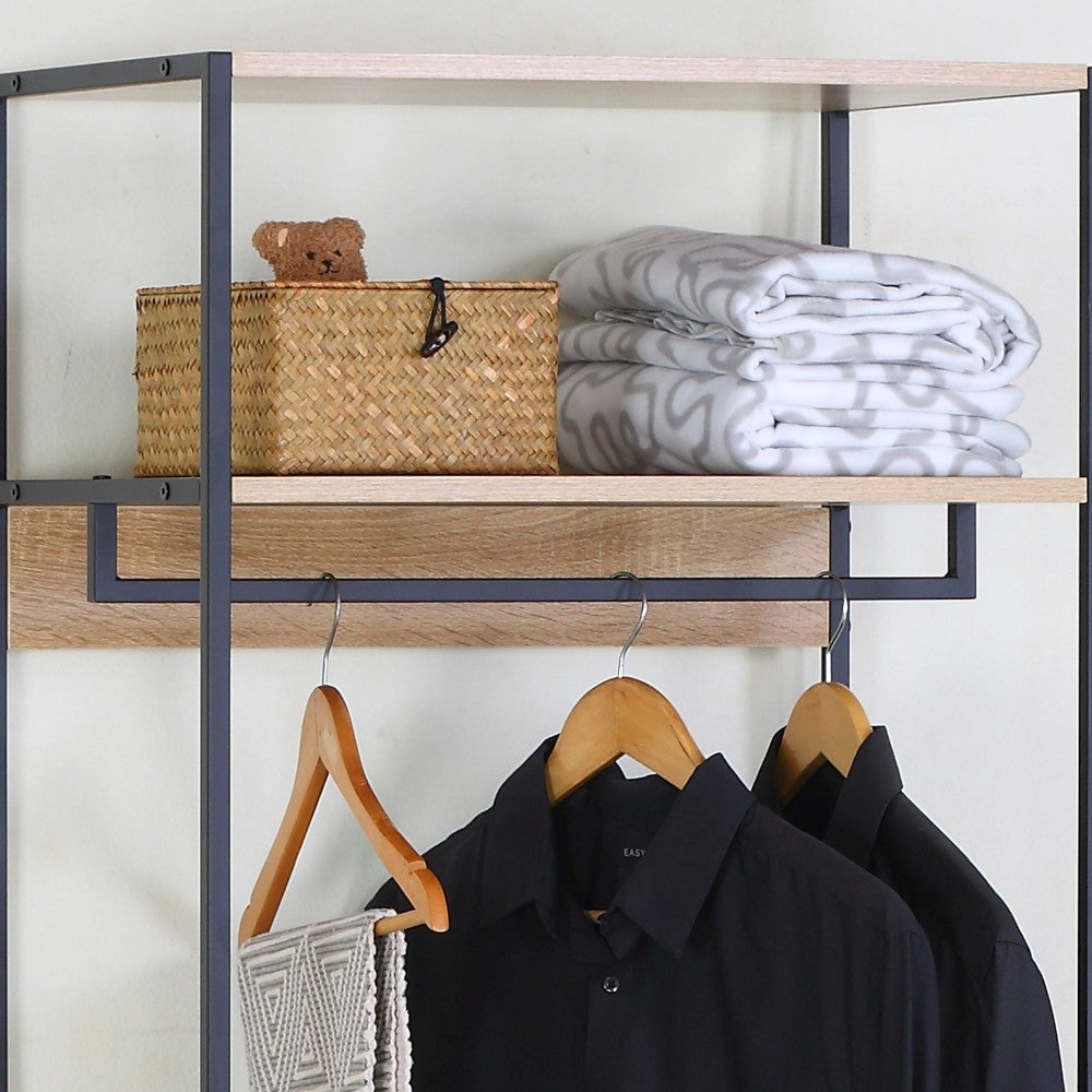 Max Home Armario abierto madera y acero 3 estantes 60x40x175 cm - 7
