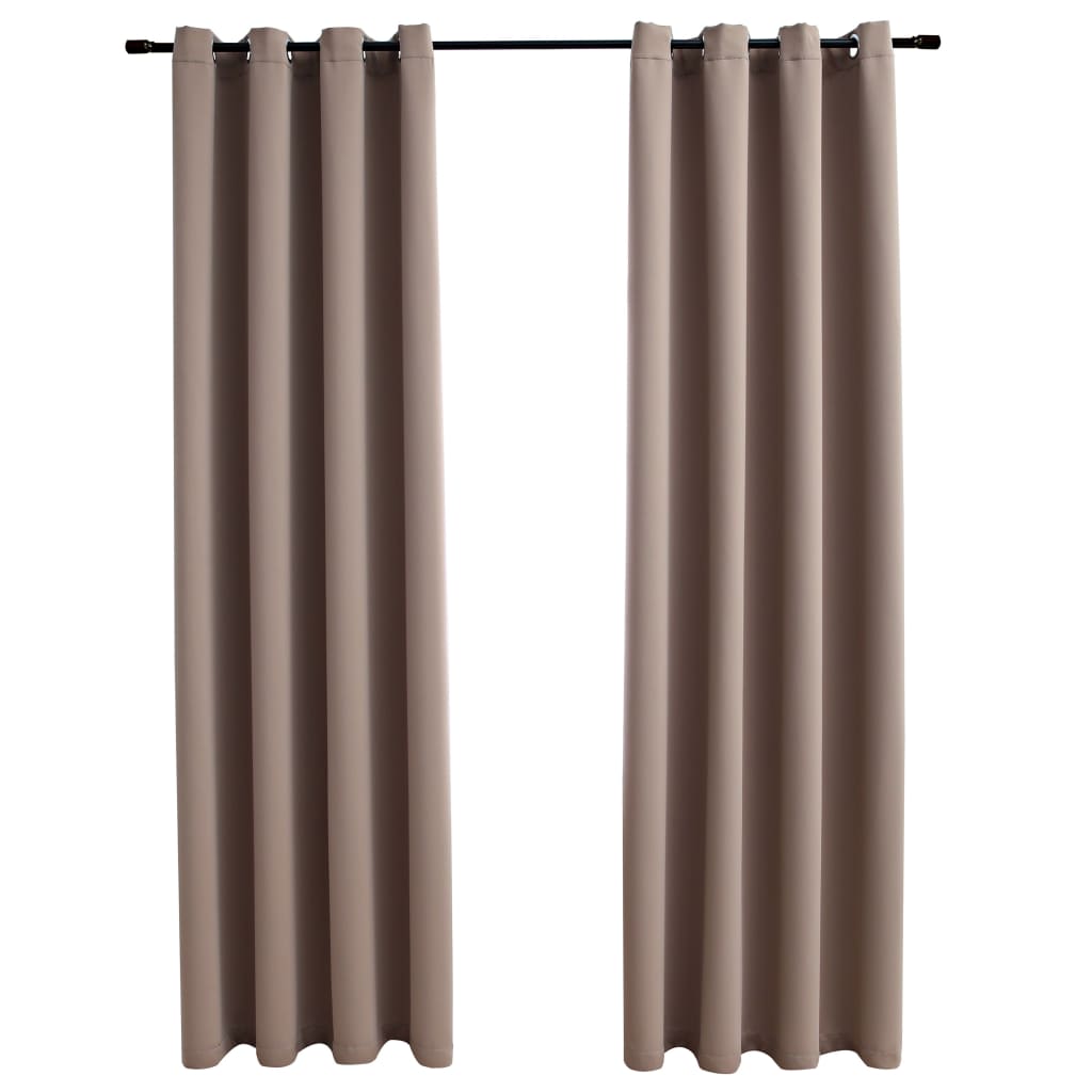 2 piezas cortinas opacas | cortinas oscurantes con anillas de metal gris topo 140x225 cm cfw31340