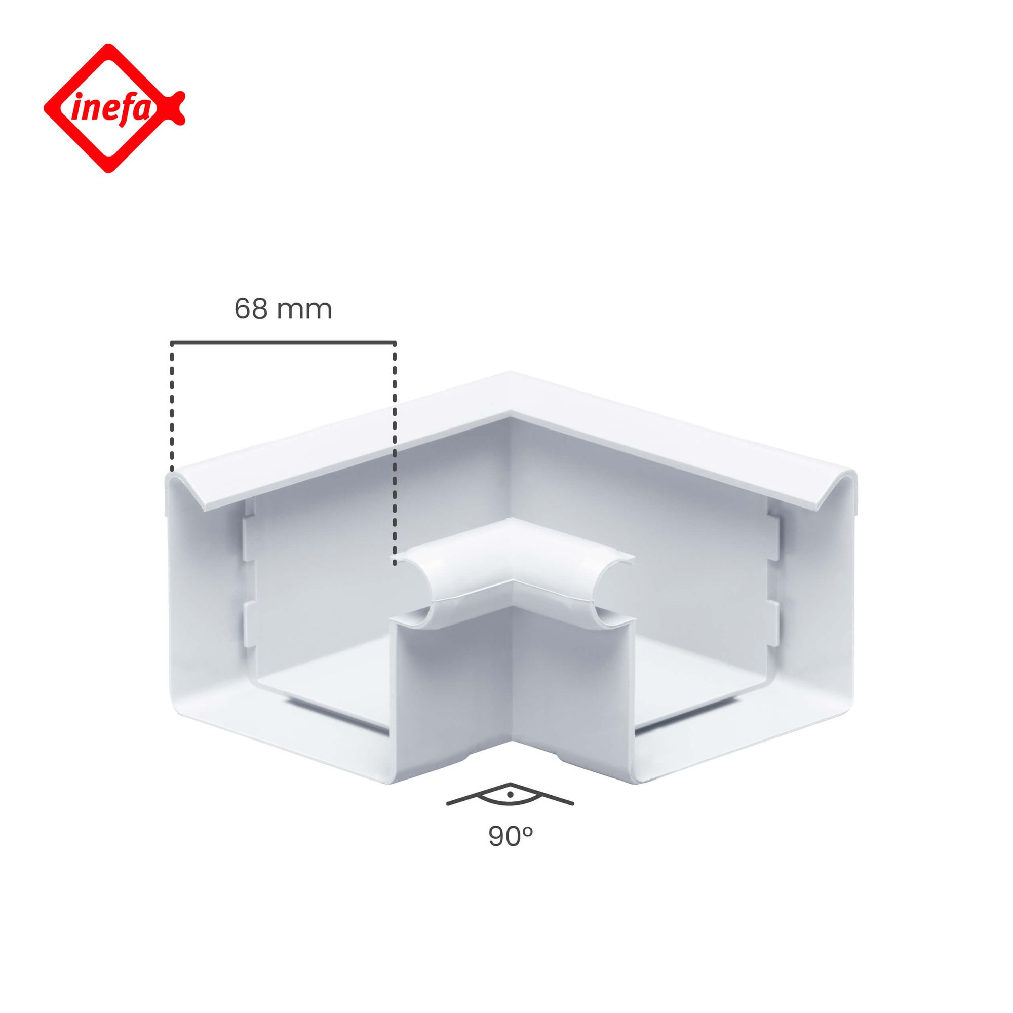 INEFA Angle de gouttière plastique 68mm 90 degrés intérieur blanc - 2
