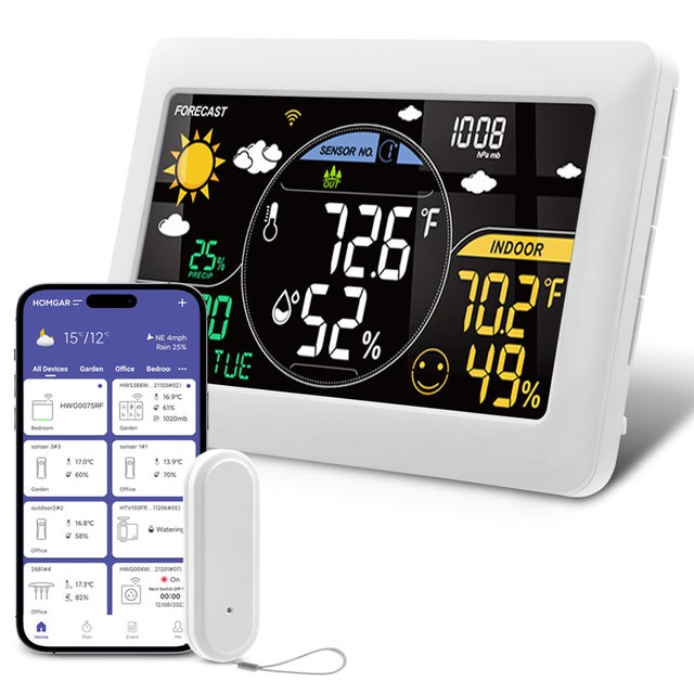 Station météo multifonctionnelle et portable&nbsp;: mesure la pression atmosphérique, l’humidité et la température&nbsp;; horloge multifonction.