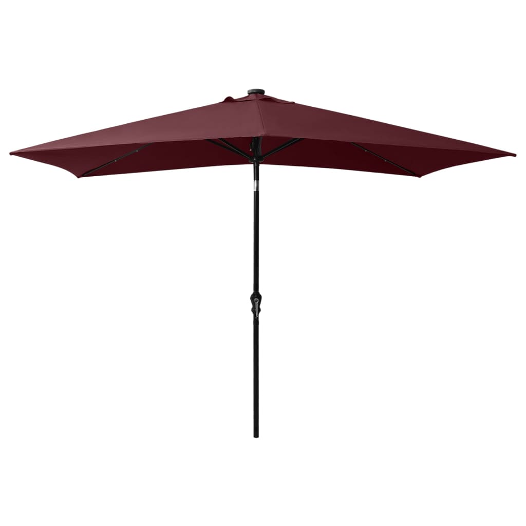 Parasol avec LED et mât en acier Rouge bordeaux 2x3 m - 5