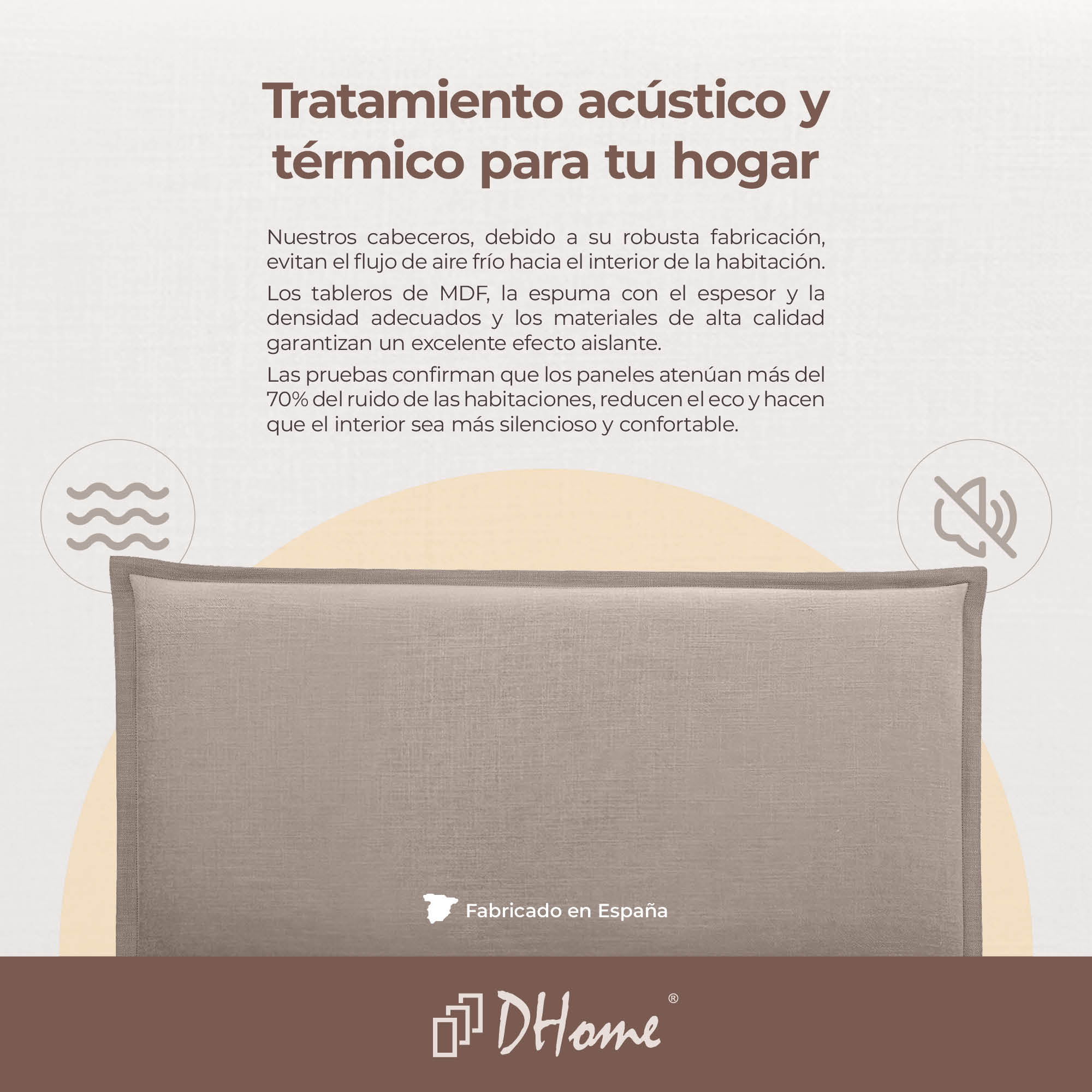 DHOME Cabecero de Lino Natural Liso con Ribete Cabezal Tapizado Cama Dormitorio Moderno Top Trending (Beige, 110cm) - 7