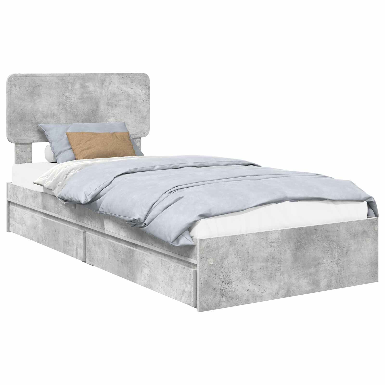 Lit de rangement Gris béton 90 x 190 cm panneau de bois - 2
