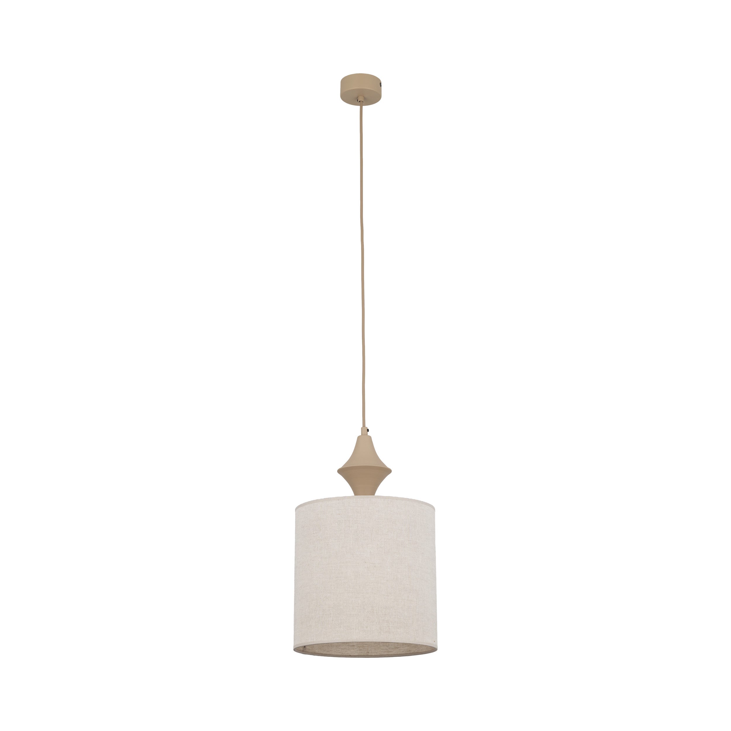 Beżowa Lampa Wisząca Tk Lighting Amura Sabia Lniany Abażur 1Xe27