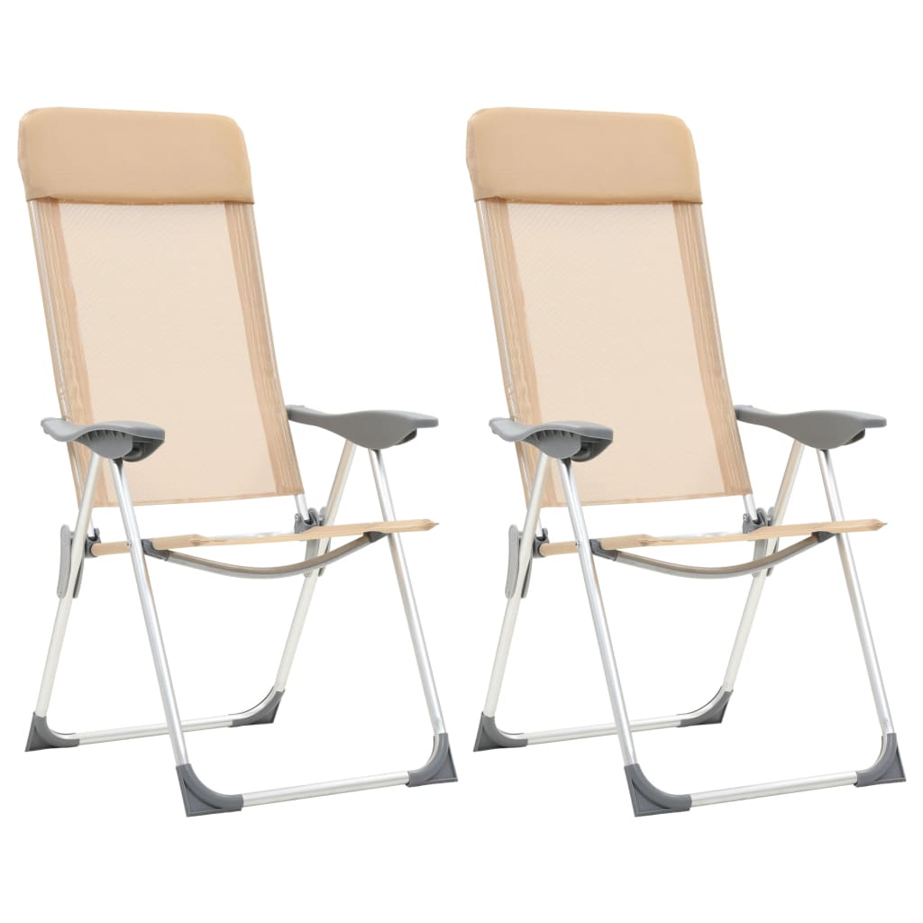 Chaises de camping pliables lot de 2 Crème Aluminium | Leroy Merlin