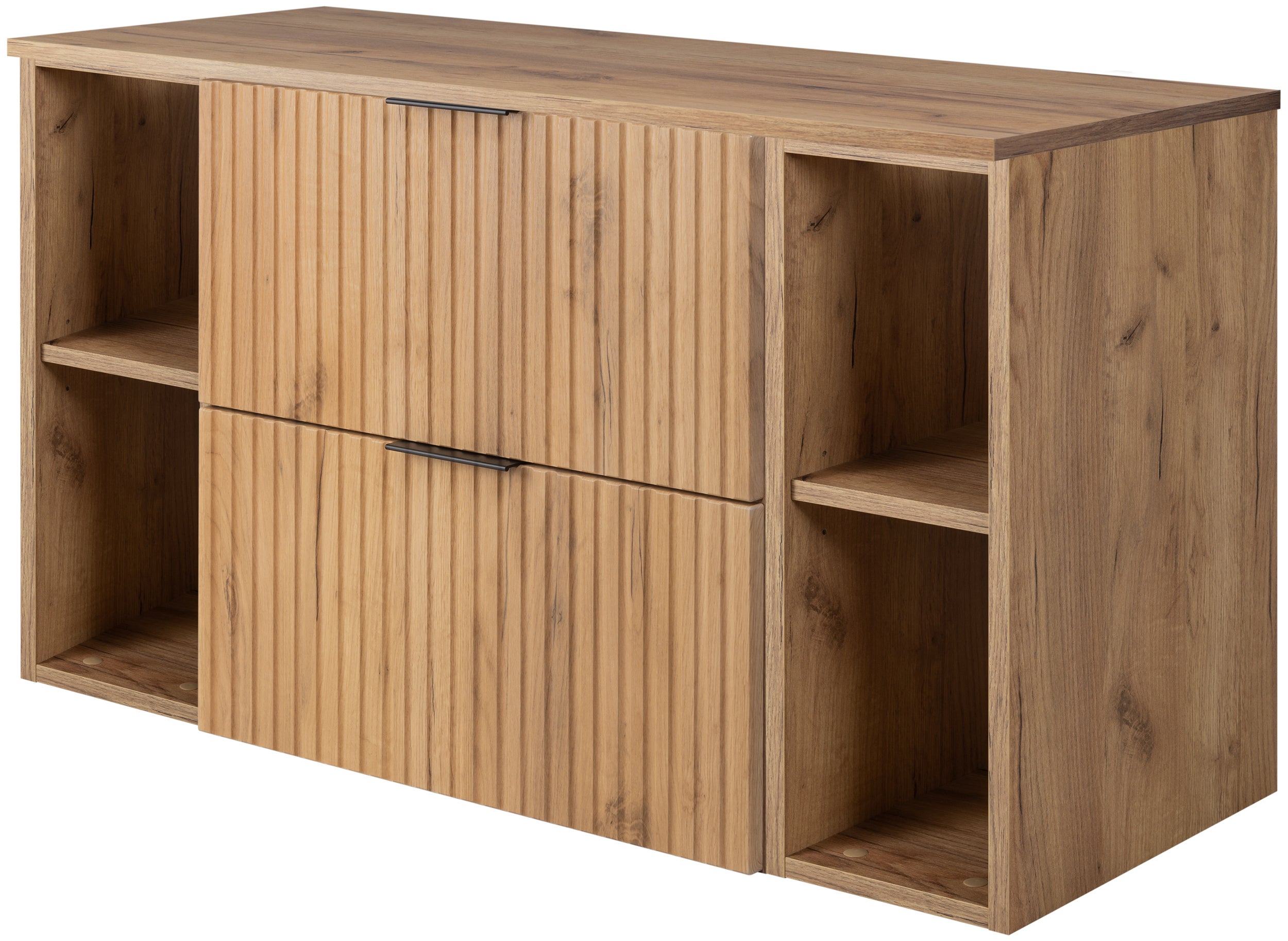 Zestaw łazienkowy FLOW 100 cm dąb craft z regałami blat w zestawie