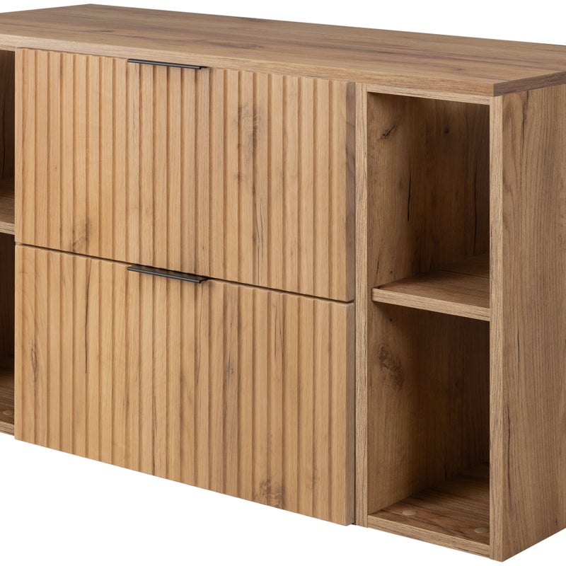 Zestaw łazienkowy FLOW 100 cm dąb craft z regałami blat w zestawie