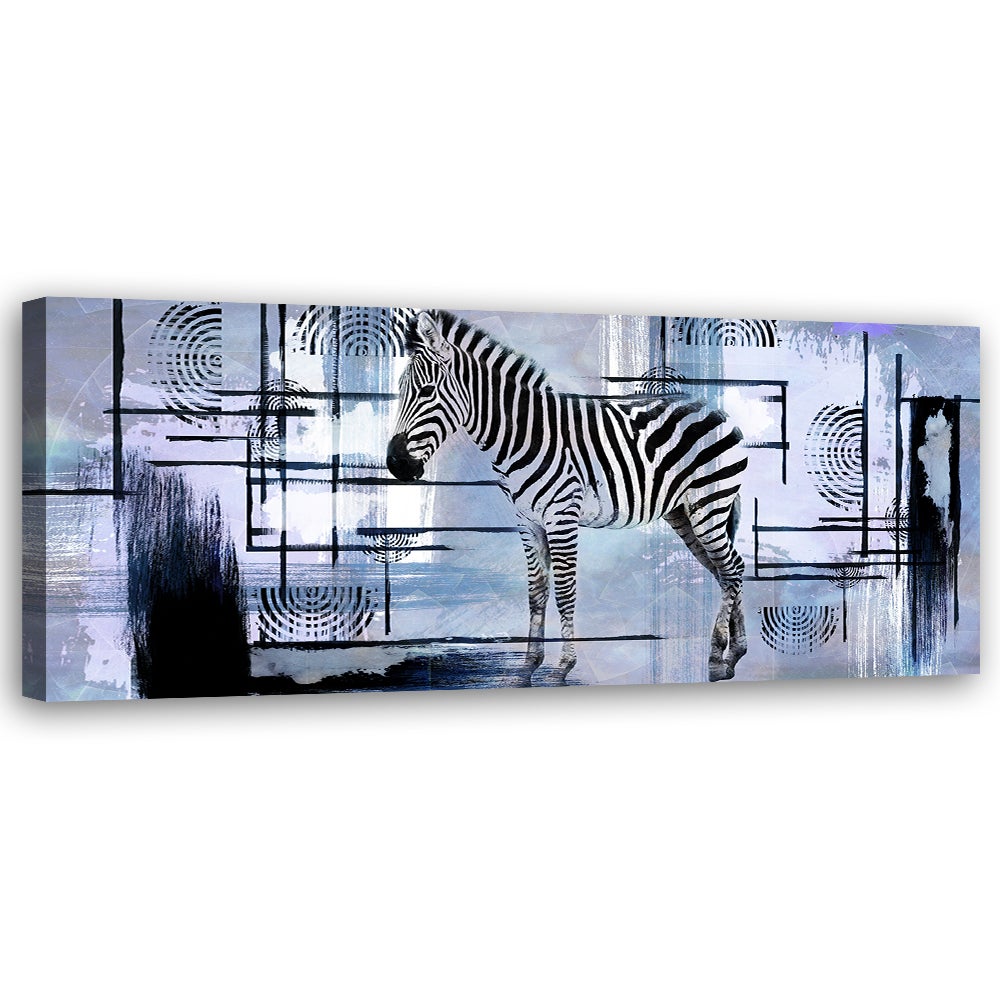 Obraz na płótnie, Zebra niebieska abstrakcja 90x30