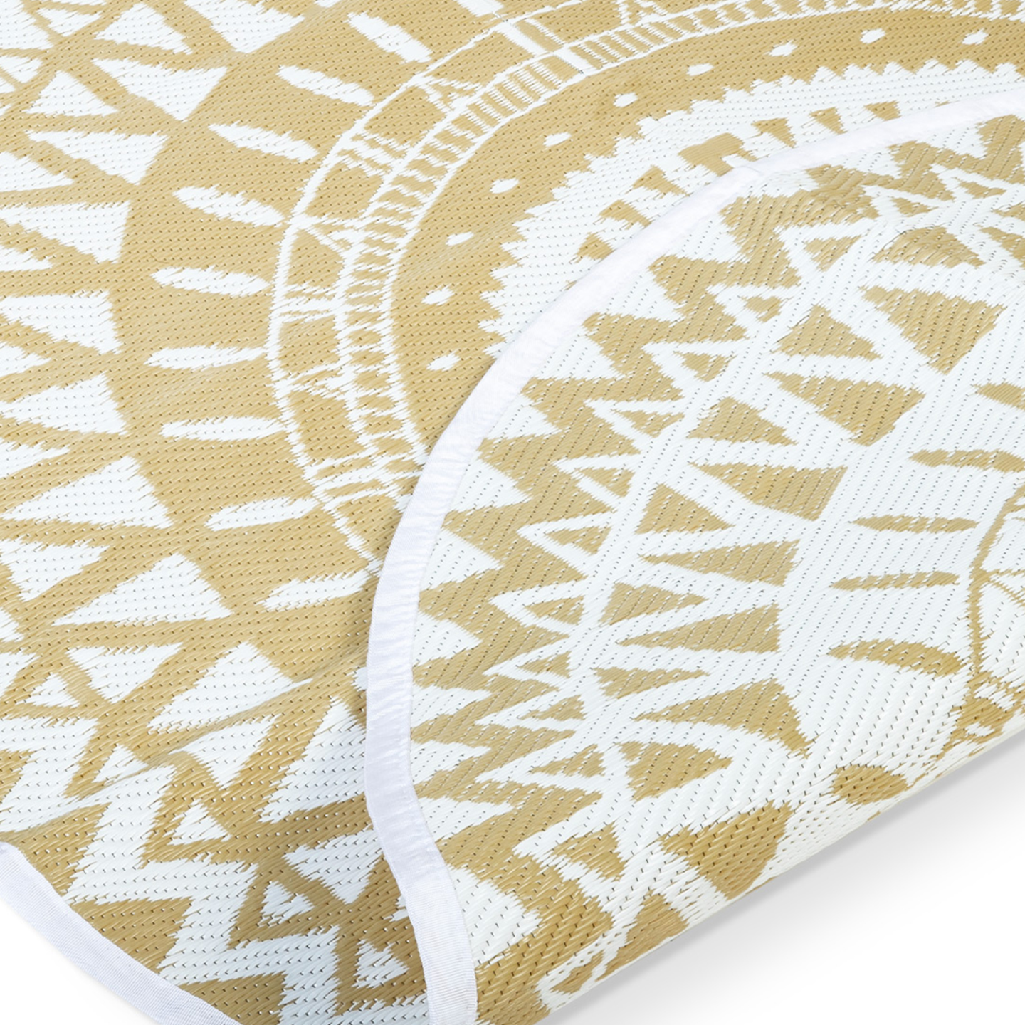 Tapis extérieur ROND naturel et blanc D.150 CM - 3