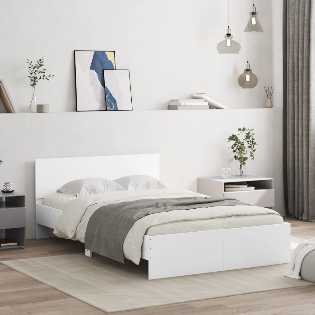 Vidaxl Estructura De Cama Con Cabecero 120X190 Cm Blanca , Leroy Merlin