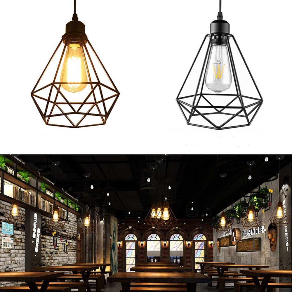 Lampe Suspension Vintage, E27 Lustre Plafonniers (sans ampoule) Style Retro Industrielle (forme de cage) - 2