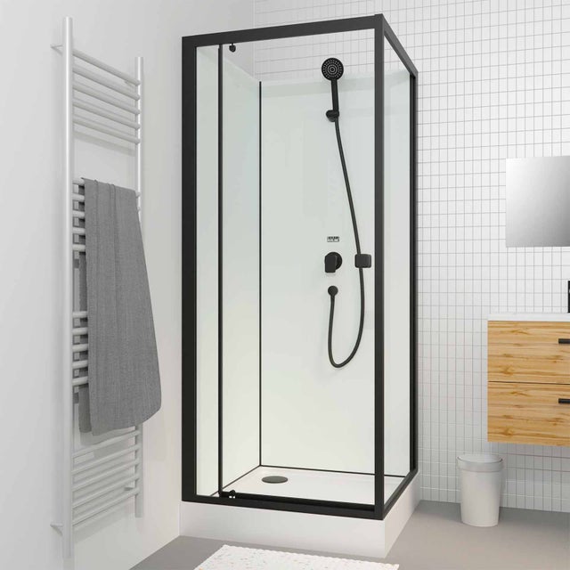Cabine De Douche Angulaire Idralite Flip 100x60 Cm – Verre Transparent Et Alu