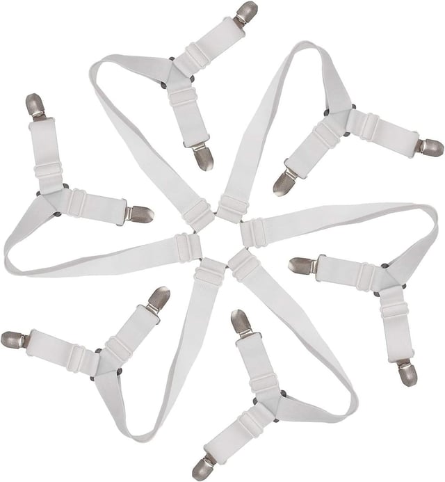 Tendeur Drap Housse 6‑voies – Sangle Élastique Réglable pour Matelas Ronds & Carrés