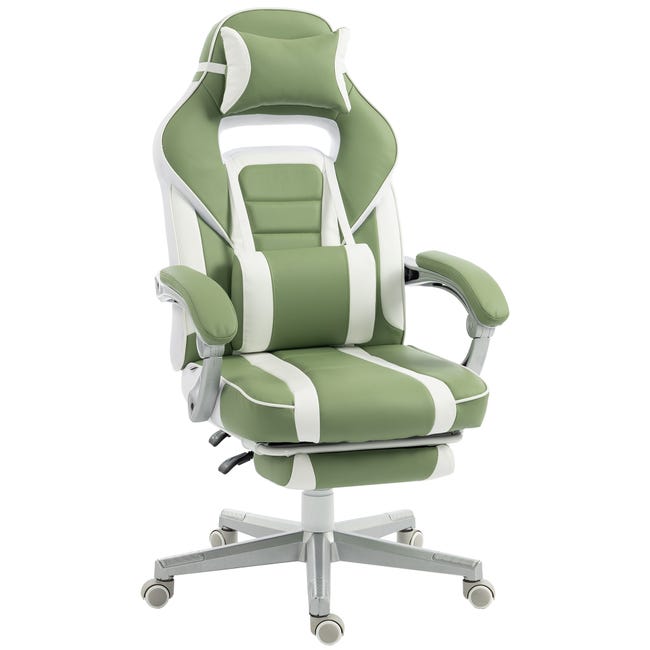 Silla gaming reclinable con altura ajustable, reposapiés retráctil ...