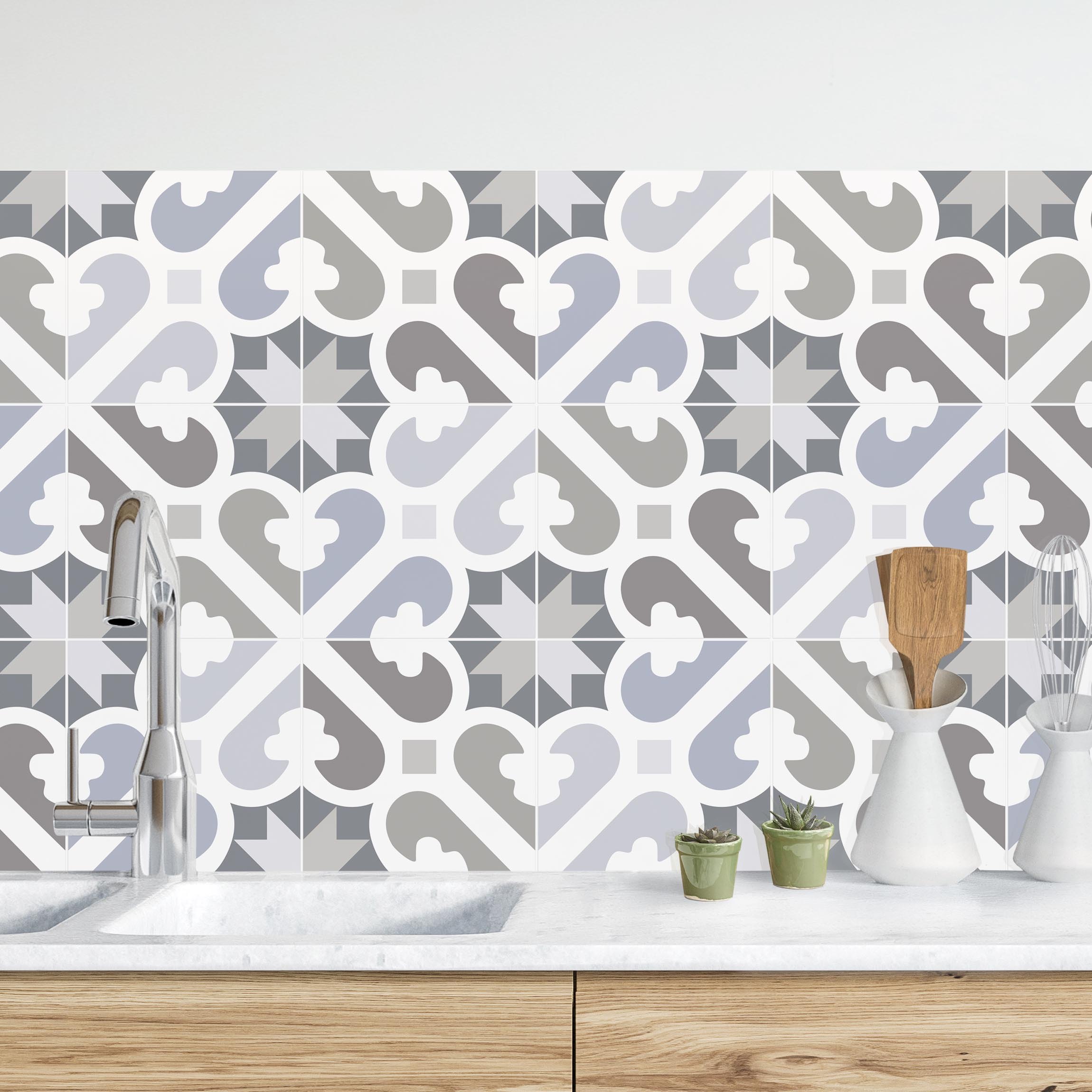 Salpicadero cocina adhesivo - geometrical tiles - air 300 x 70 cm