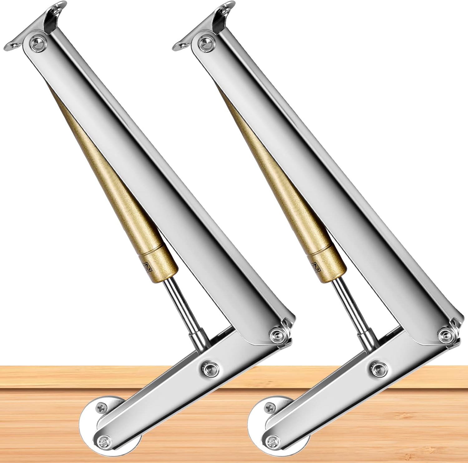 Zawias sprężynowy gazowy z funkcją tłumienia - Zawias podporowy - Pasuje do szafek uchylnych, szafek wiszących (2 sztuki 150N)