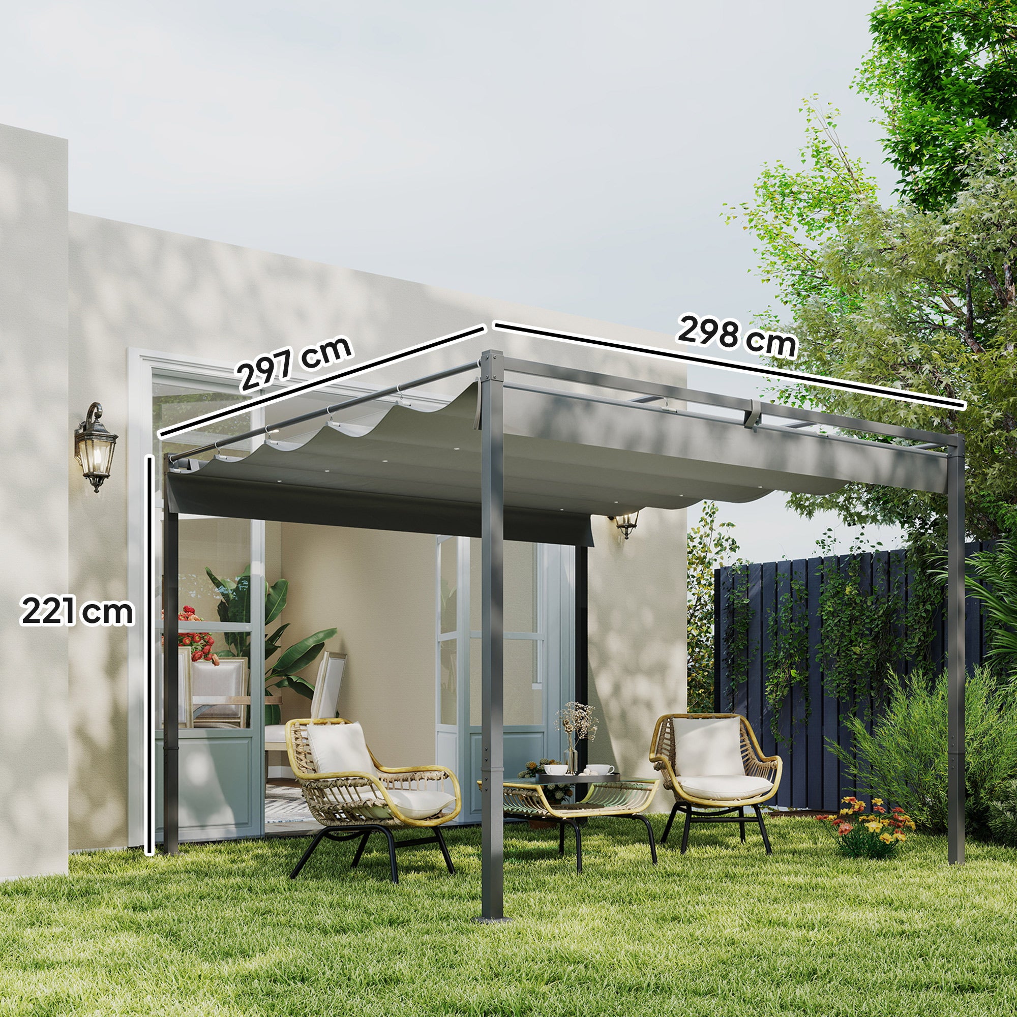 Pergola Gris en Acier 8.8 m² - 3