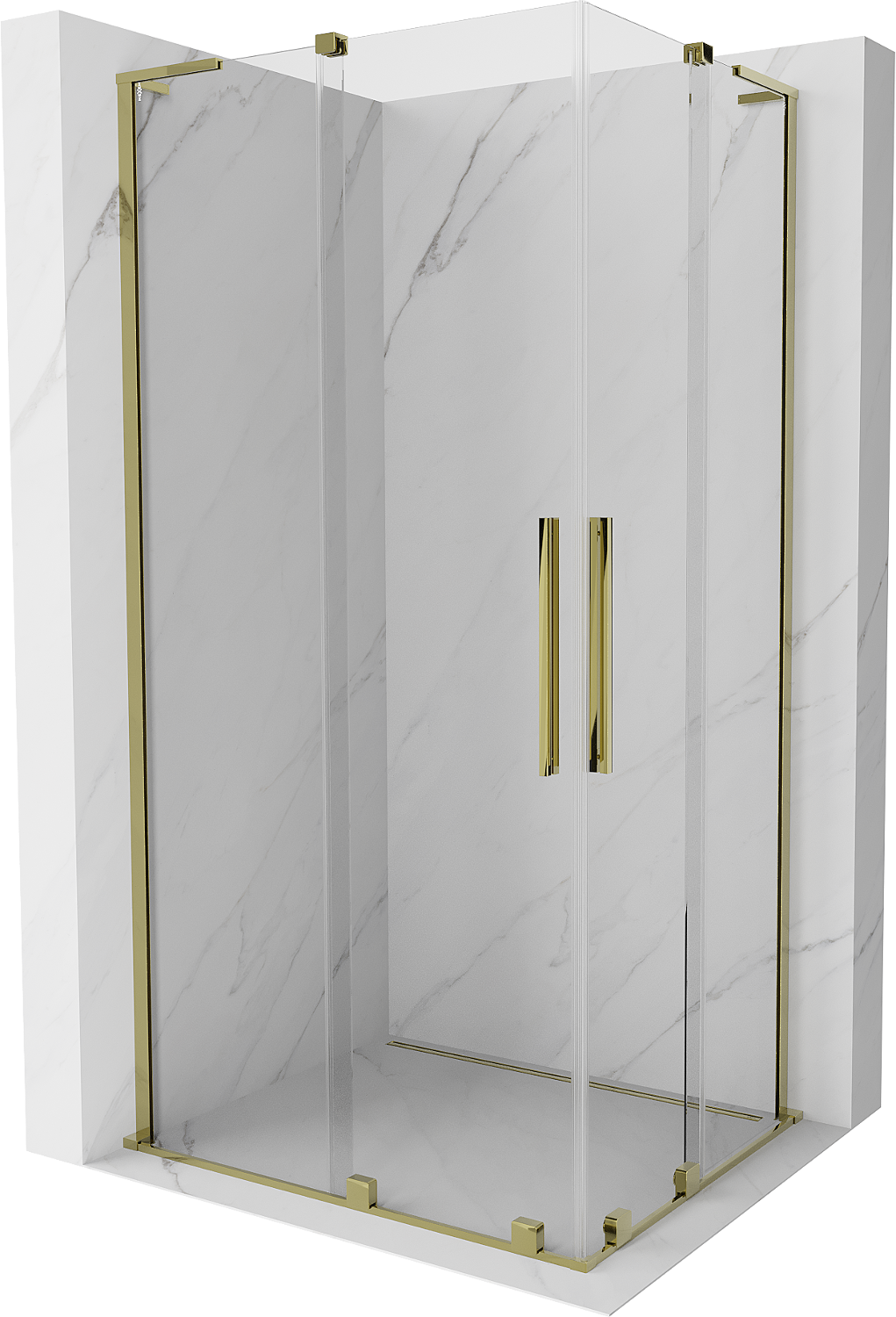 Mexen Velar L Duo kabina prysznicowa rozsuwana 90 x 80 cm, transparent, złota - 871-090-080-02-03-50