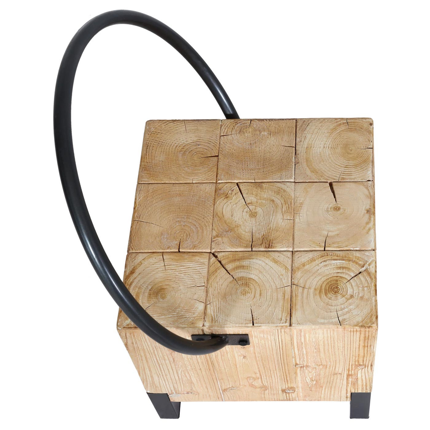 Krzesło do jadalni HWC-L76, stołek dla gości, industrialny metal z litego drewna z certyfikatem MVG, naturalny - 7