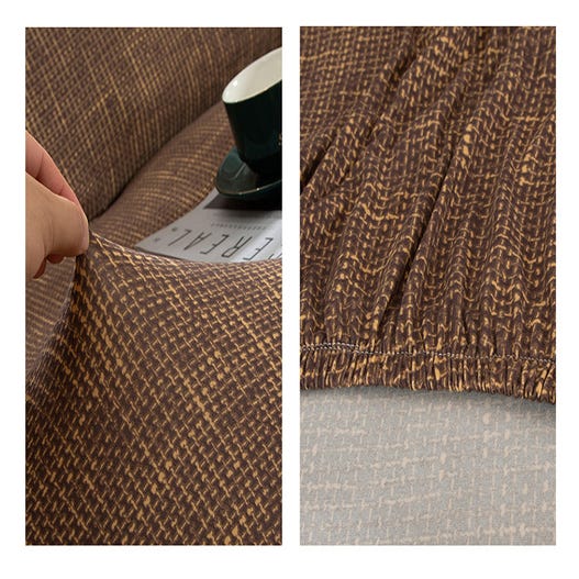 Coprisedia Elasticizzati Senza Braccioli – Fodere Aderenti In Spandex Per Soggiorno (Marrone/Beige)