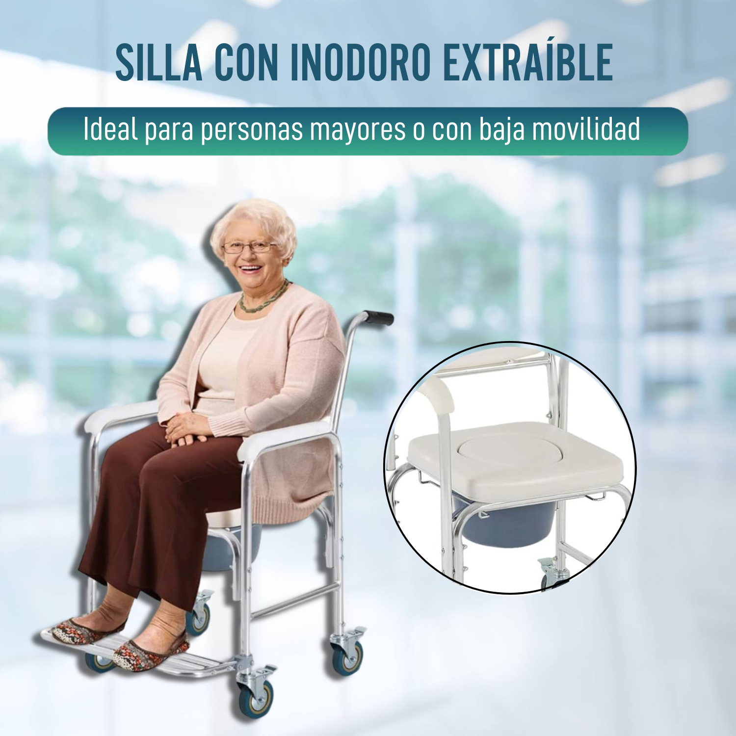 Silla Ducha WC con Pies Abatibles Ortoprime - 3