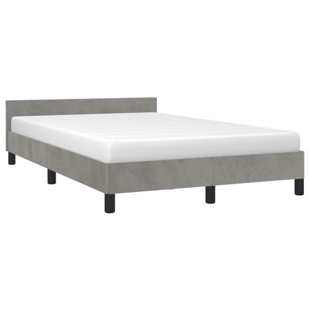 Cadre de lit sans matelas, en velours, gris clair, pour la chambre, 120 × 190 cm - 4
