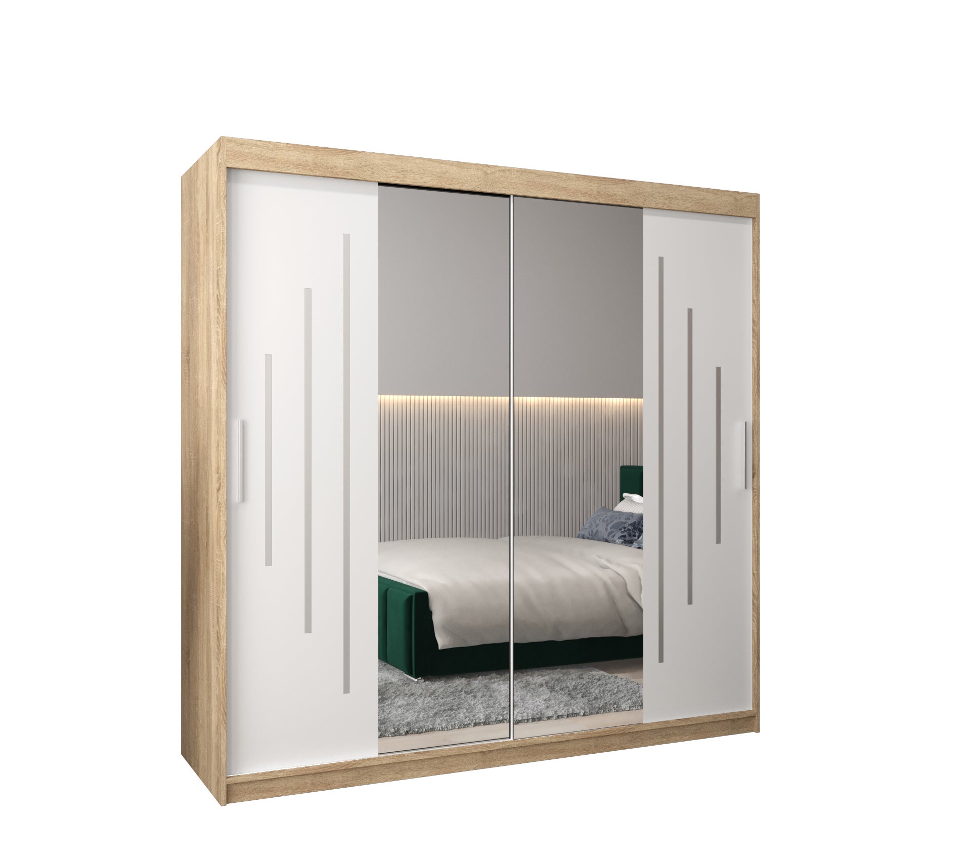 Szafa przesuwna garderoba York 1 200 x 62 x 200 cm Sonoma + Biały - Abiks Meble