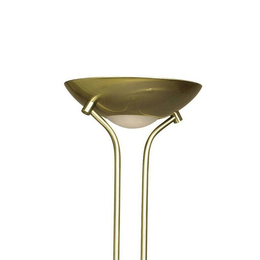 Lampa podłogowa Olimpia LED ze szklaną półką i portem USB w skórzanej metalowej konstrukcji ø25,5cm - 2