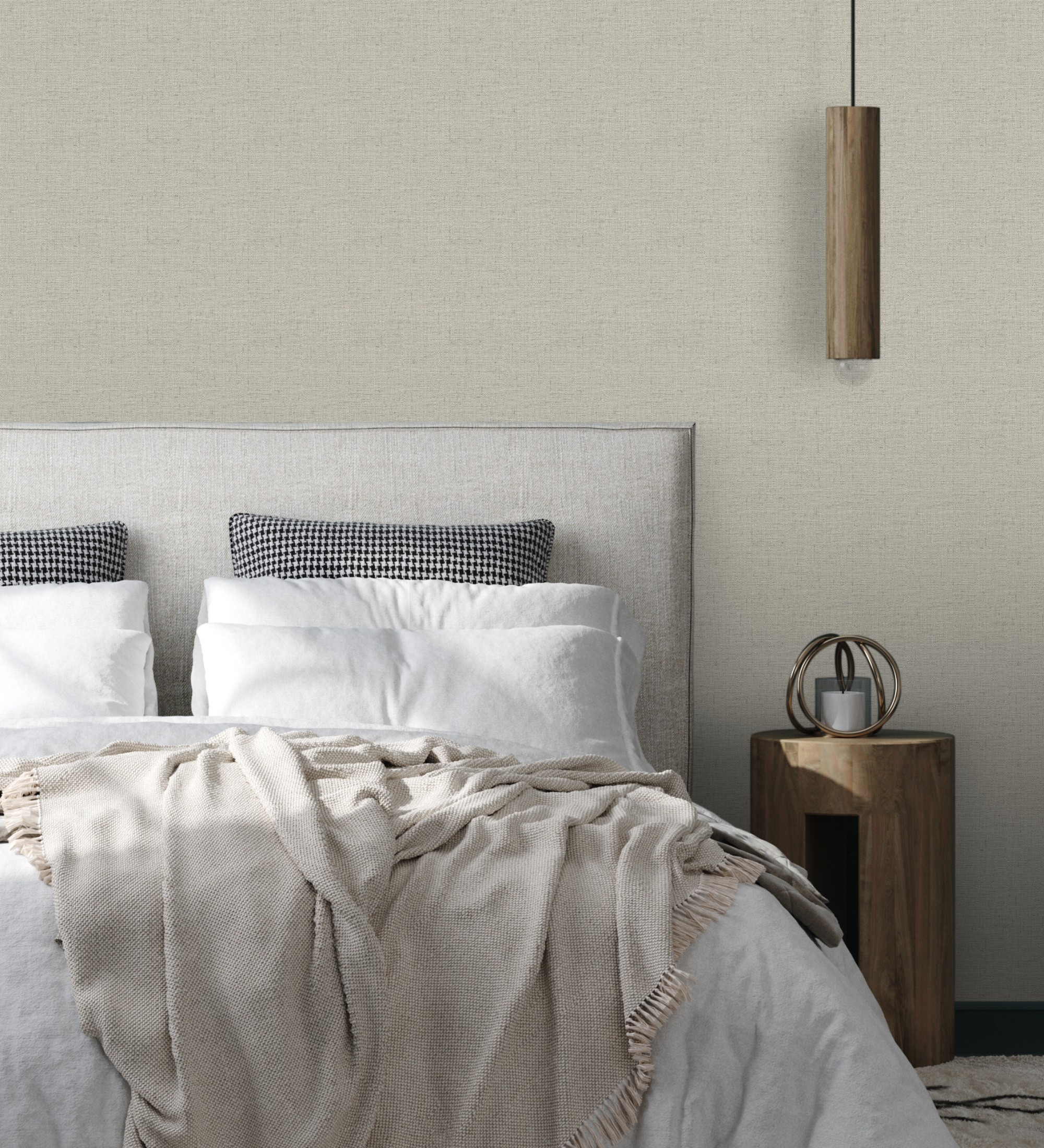 Papel pintado vinílico lavable imitando al tejido de lino gris texturizado - denise textile 682828 de gaulan - rollo de 10 m x 0,53 m