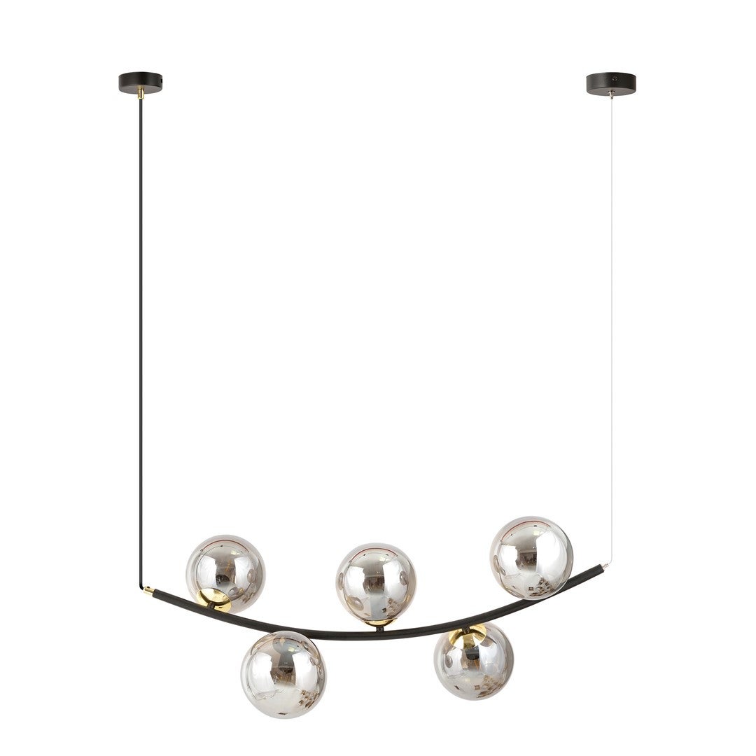 Lampa wisząca Ritz czarno-grafitowa 5xE14x10W wym: 100 x 80 x 30 cm szkło Emibig