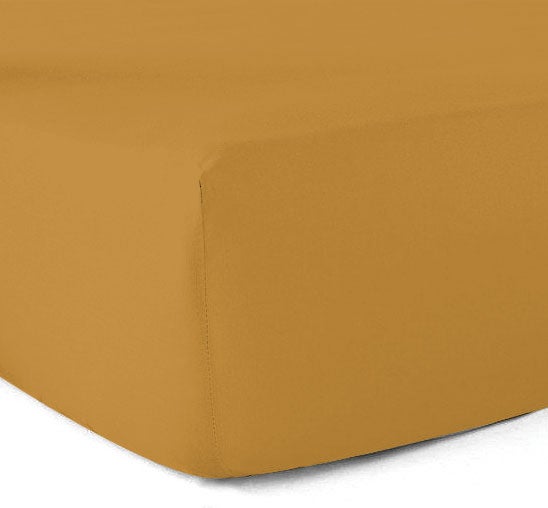 Drap-housse 100% coton 57 Fils Safran 120 x 190 cm - Bonnet 30 cm