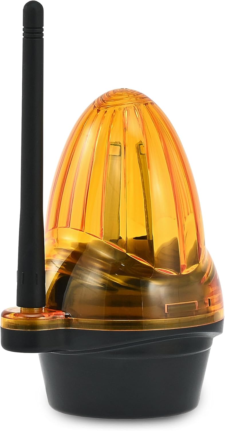 Lampa ostrzegawcza LED, bursztynowa, 12V-265V AC/DC do napędów bram przesuwnych/skrzydłowych
