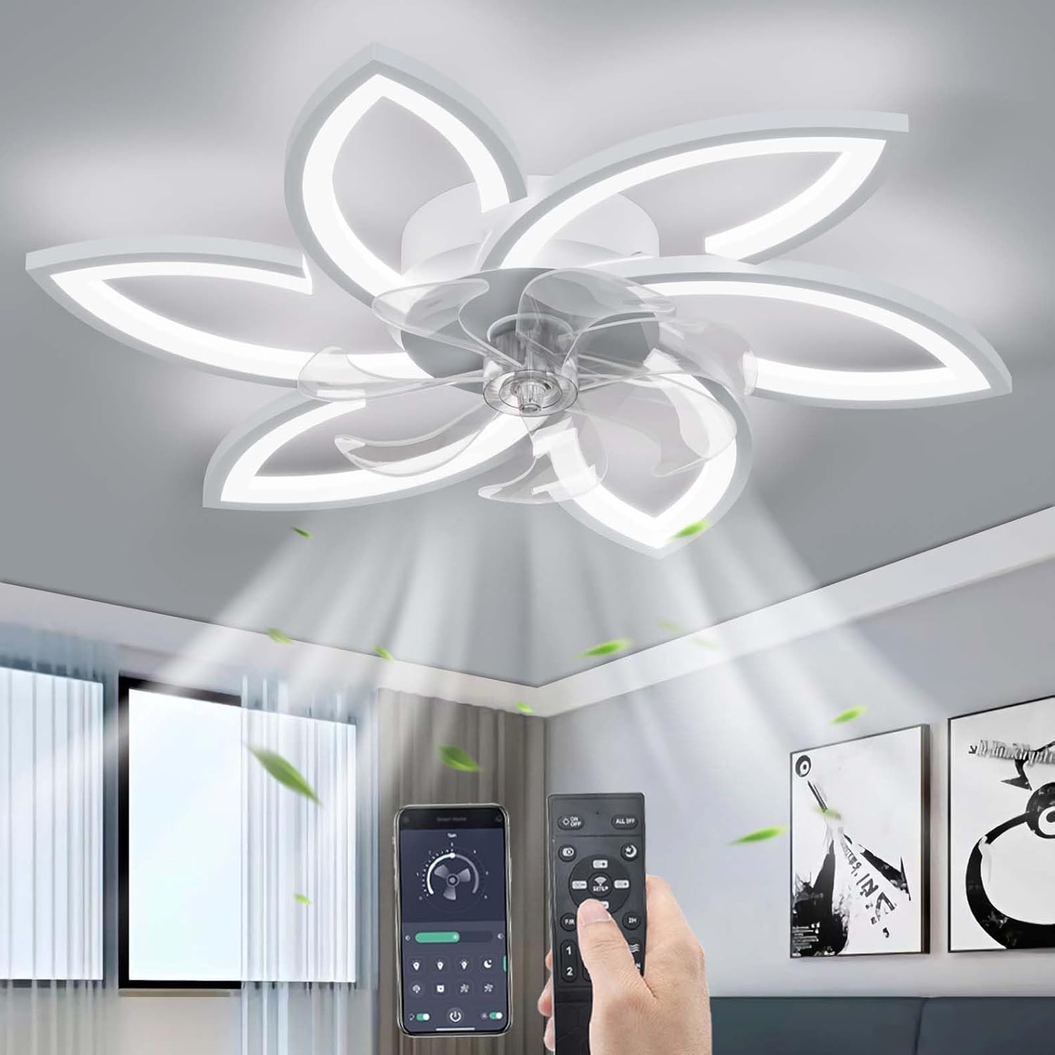 YOUXI Ventilateur de Plafond avec Telecommande et Lumiere Silent